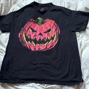 Jack o lantern t shirt sz L black casual short sleeve shirt cotton halloween